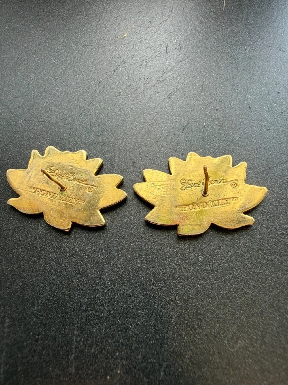 Laurel Burch “Pond Lily”Enamel Stud Earrings, collectors piece.